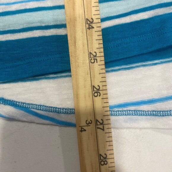 Michael Kors Linen Blend Top Womens XL Blue & Green Striped Beach Coastal Resor - Picture 6 of 7